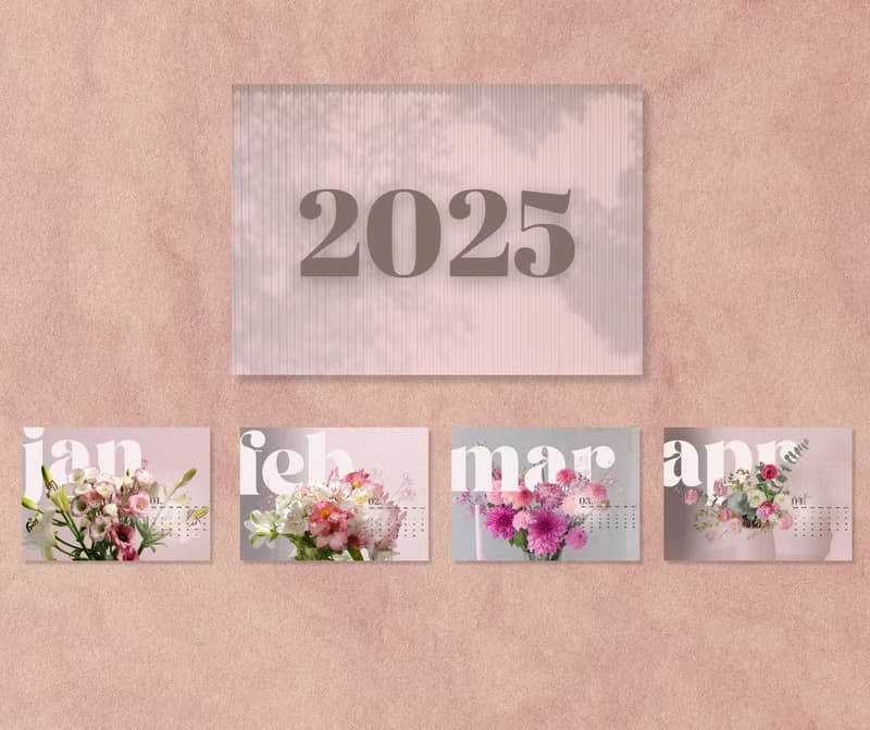 【數位】The Blooming Year 2025 Flower Bouquet Art Poster Calendar, 2025 calendar Landsca