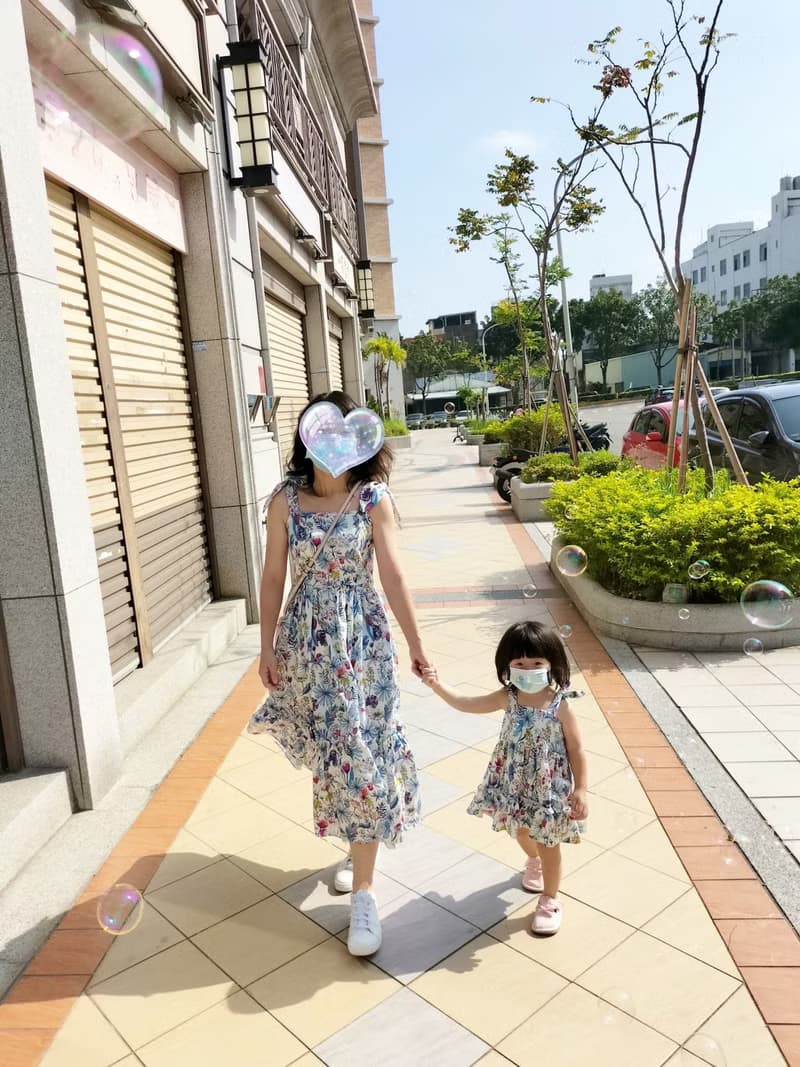 【KID SIZE 80-130】小兔耳澎澎蛋糕裙 小童洋裝 親子裝 淡水色