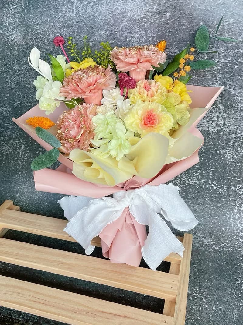 【永生花禮】康乃馨永生花束-粉金/開幕花禮/升遷花禮/祝賀花禮