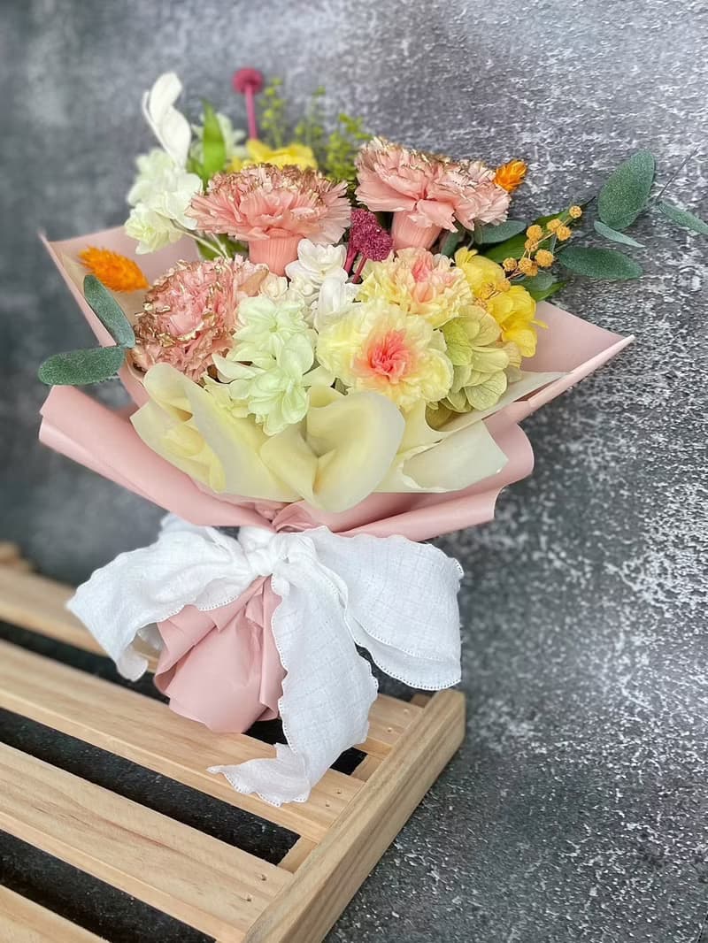 【永生花禮】康乃馨永生花束-粉金/開幕花禮/升遷花禮/祝賀花禮