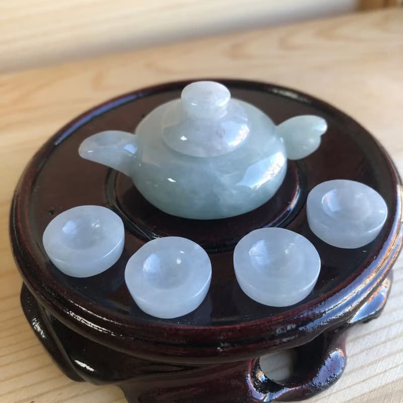 辦公招財必推+翡翠底細油青藍招財茶具組 | 天然緬甸玉A貨翡翠