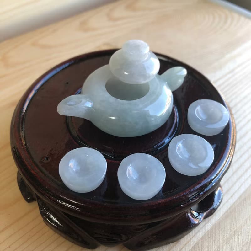 辦公招財必推+翡翠底細油青藍招財茶具組 | 天然緬甸玉A貨翡翠