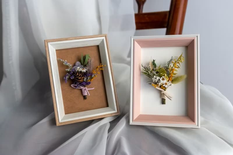 迷你永生乾燥花束花框 - 永生乾燥花禮 (附包裝盒)