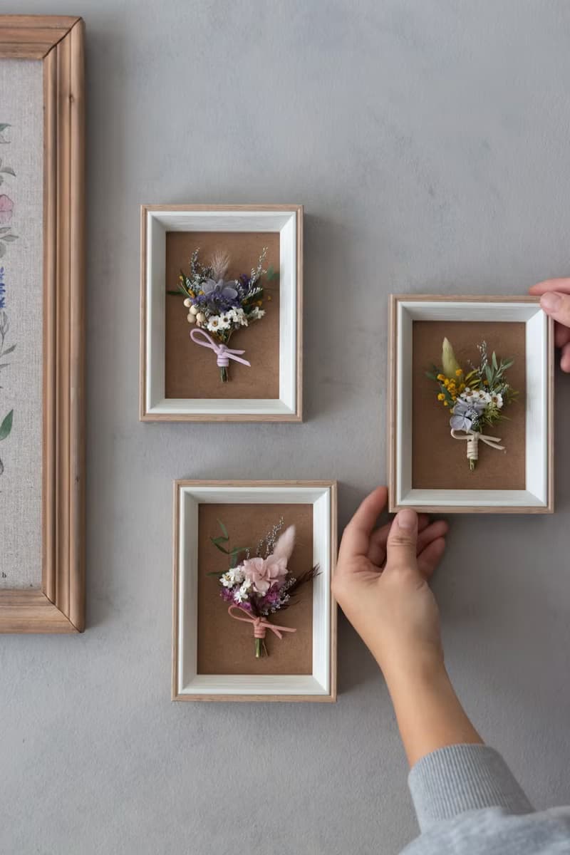 迷你永生乾燥花束花框 - 永生乾燥花禮 (附包裝盒)