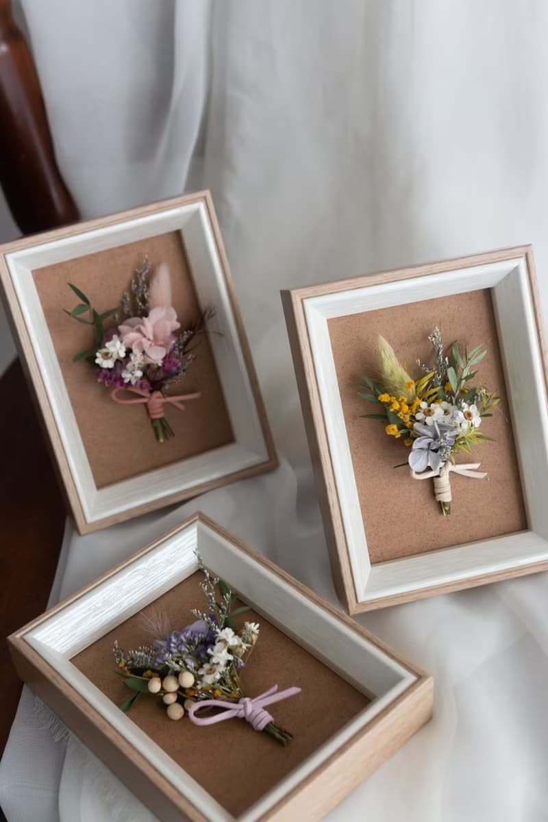 迷你永生乾燥花束花框 - 永生乾燥花禮 (附包裝盒)