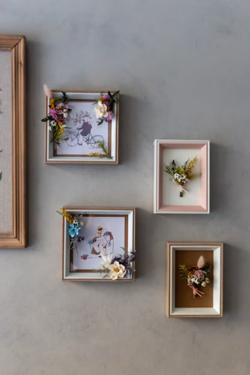 迷你永生乾燥花束花框 - 永生乾燥花禮 (附包裝盒)