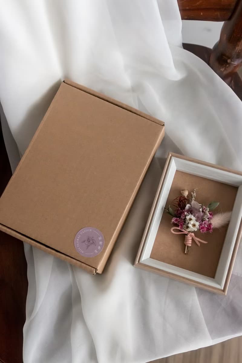 迷你永生乾燥花束花框 - 永生乾燥花禮 (附包裝盒)