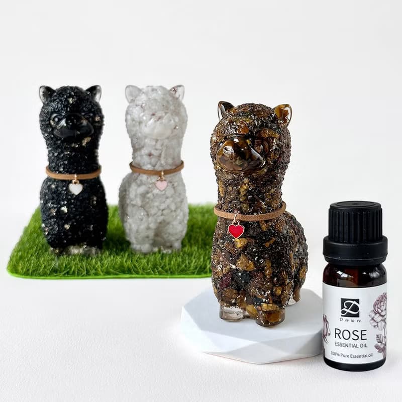 水晶草泥馬擴香組 | 月光石 虎眼石 黑曜石 | 聖誕禮物 交換禮物