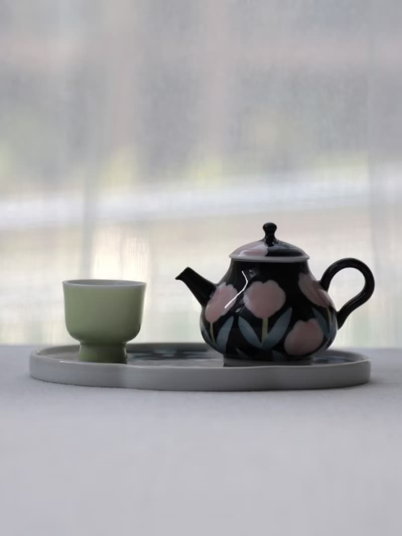 手工繪 大花卉系列釉下五彩茶具 (玉蘭 繡球 菊花 茶花) 景德鎮製