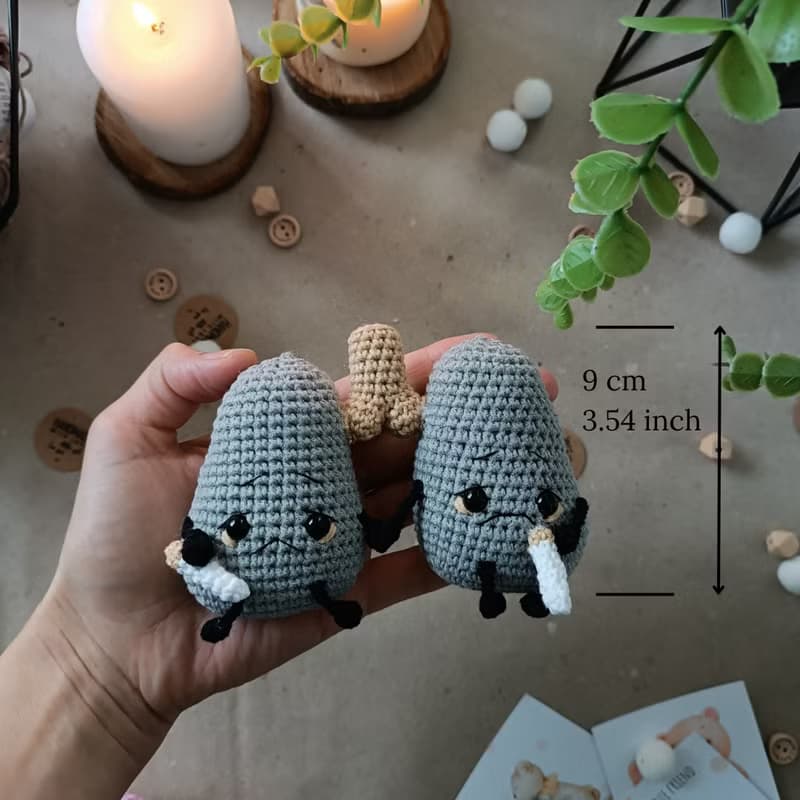 【數位】Crochet pattern lungs, amigurumi lungs, anatomical lungs crochet pattern