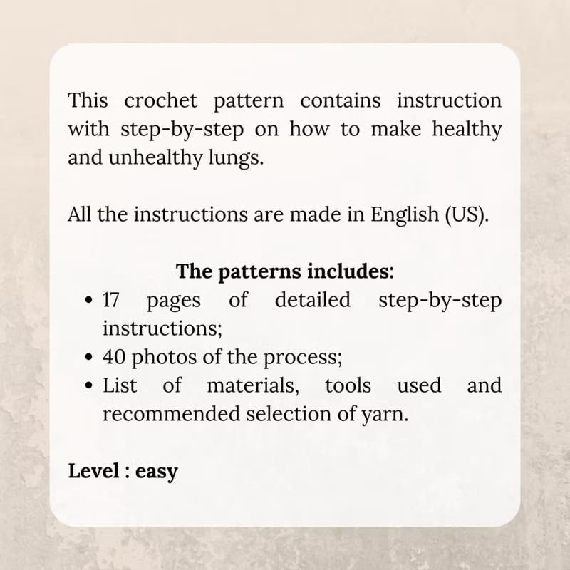 【數位】Crochet pattern lungs, amigurumi lungs, anatomical lungs crochet pattern