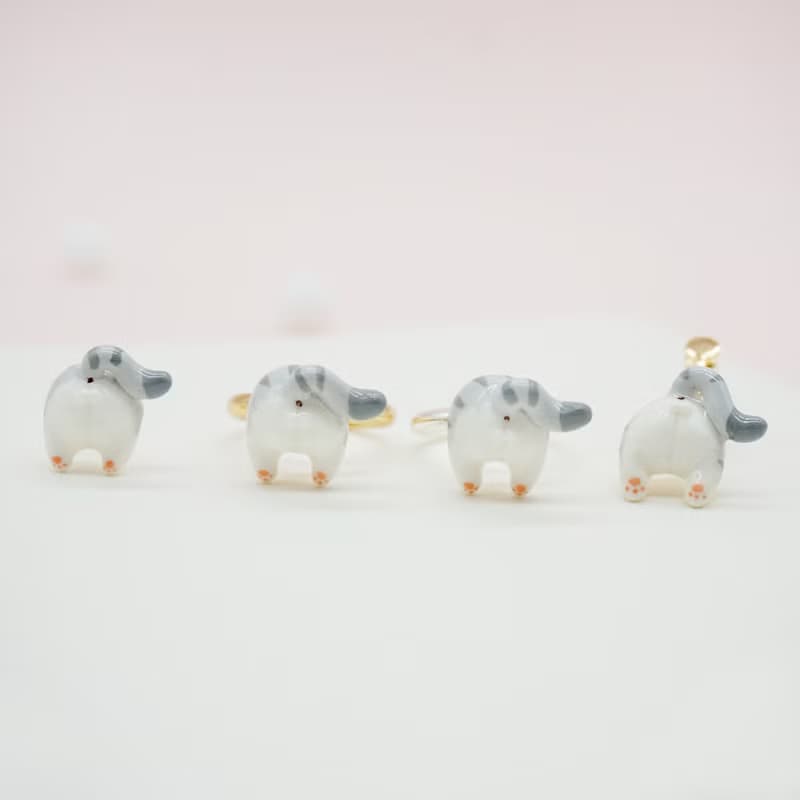 貓咪屁屁耳環耳夾超可愛虎斑貓動物耳釘 虎紋貓聖誕新年禮物
