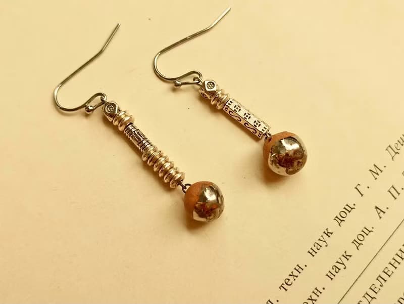 民俗風迷你擴香陶醫療鋼造型耳環