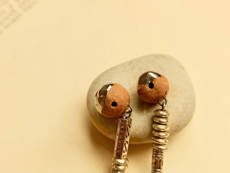 民俗風迷你擴香陶醫療鋼造型耳環