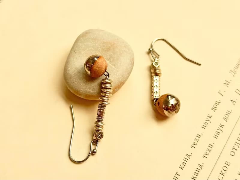 民俗風迷你擴香陶醫療鋼造型耳環