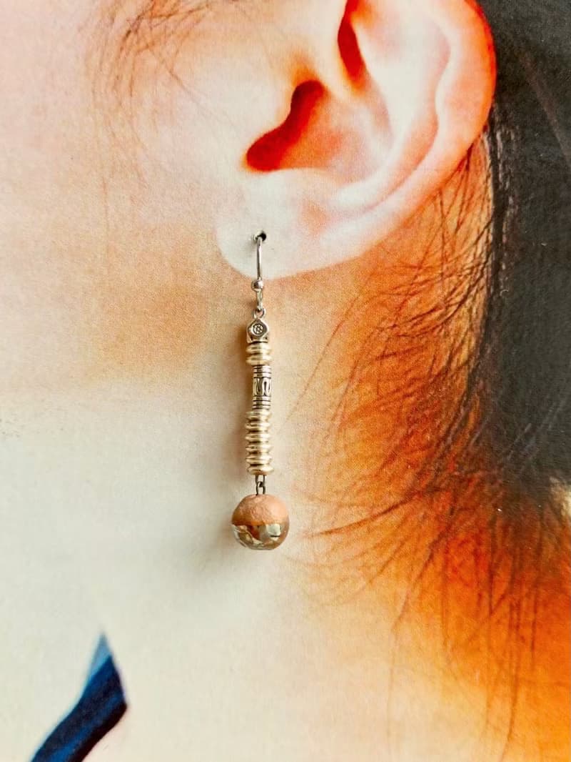 民俗風迷你擴香陶醫療鋼造型耳環