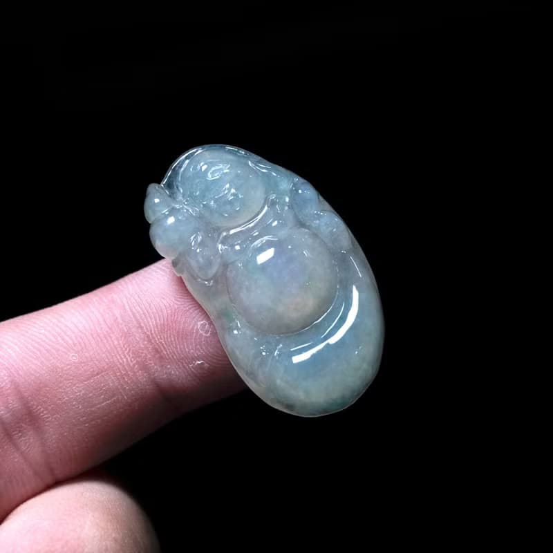 冰種翡翠精雕布袋彌勒佛 | 天然緬甸玉翡翠A貨 | 送禮