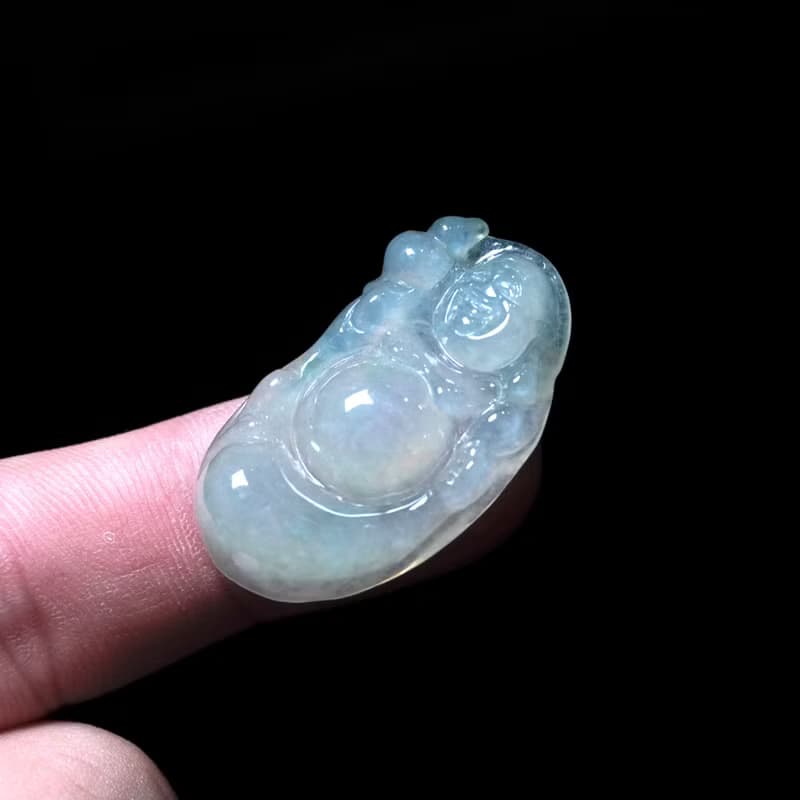 冰種翡翠精雕布袋彌勒佛 | 天然緬甸玉翡翠A貨 | 送禮