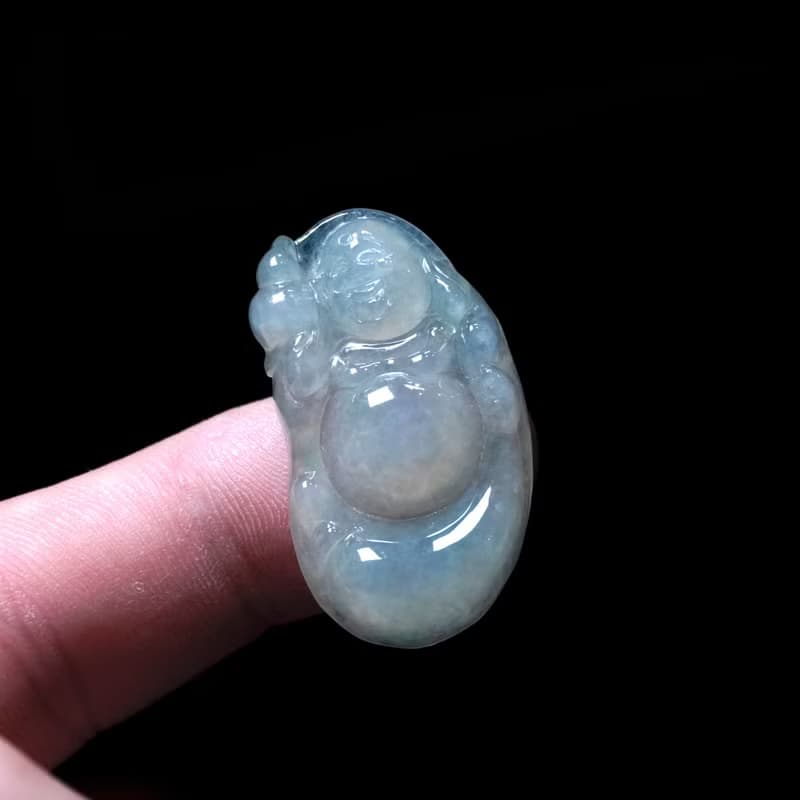 冰種翡翠精雕布袋彌勒佛 | 天然緬甸玉翡翠A貨 | 送禮