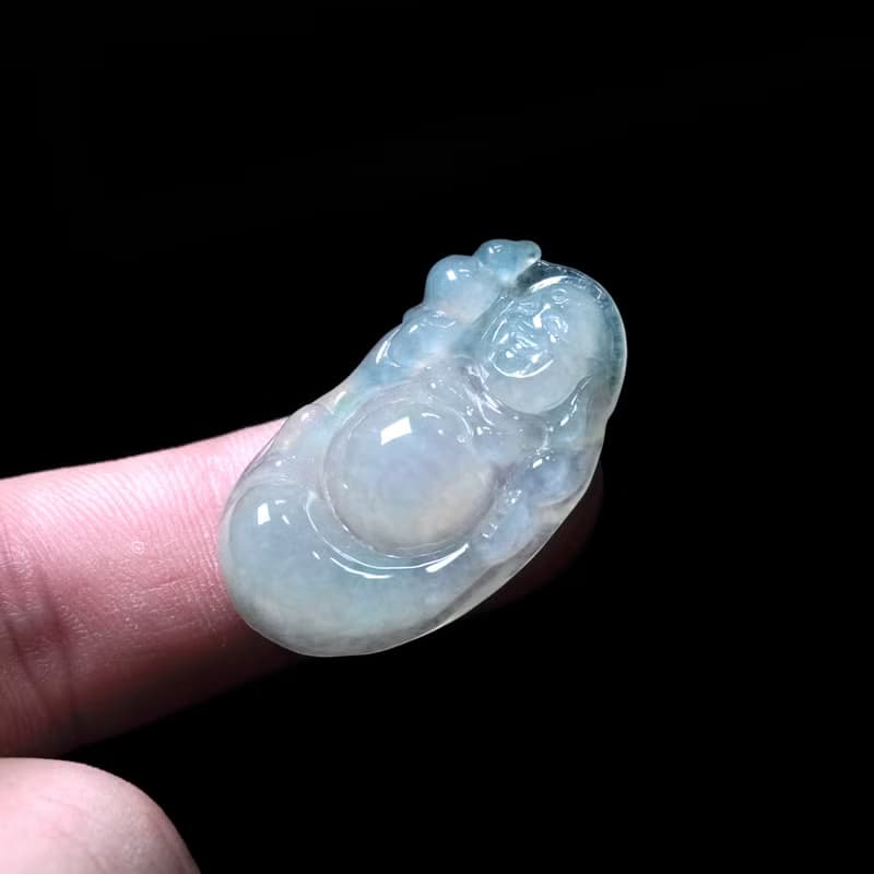 冰種翡翠精雕布袋彌勒佛 | 天然緬甸玉翡翠A貨 | 送禮