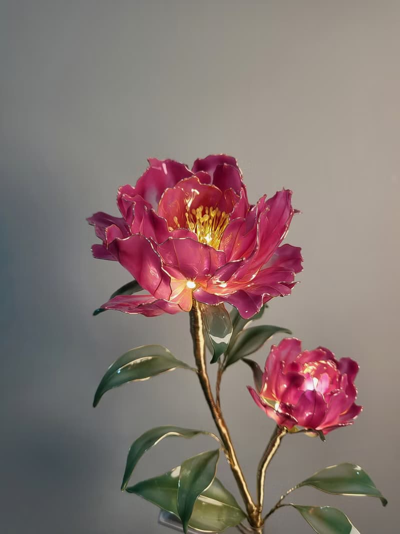 牡丹花【閒逛花間系列•沾浸藝術花燈】。小夜燈。生日禮物