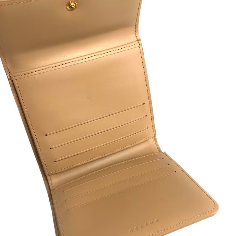 【 日本直送　名牌中古包 】CELINE セリーヌ マカダム ブランドロゴ レザー 二つ折り 財布 ブラウン vintage ヴィンテージ b55fgb