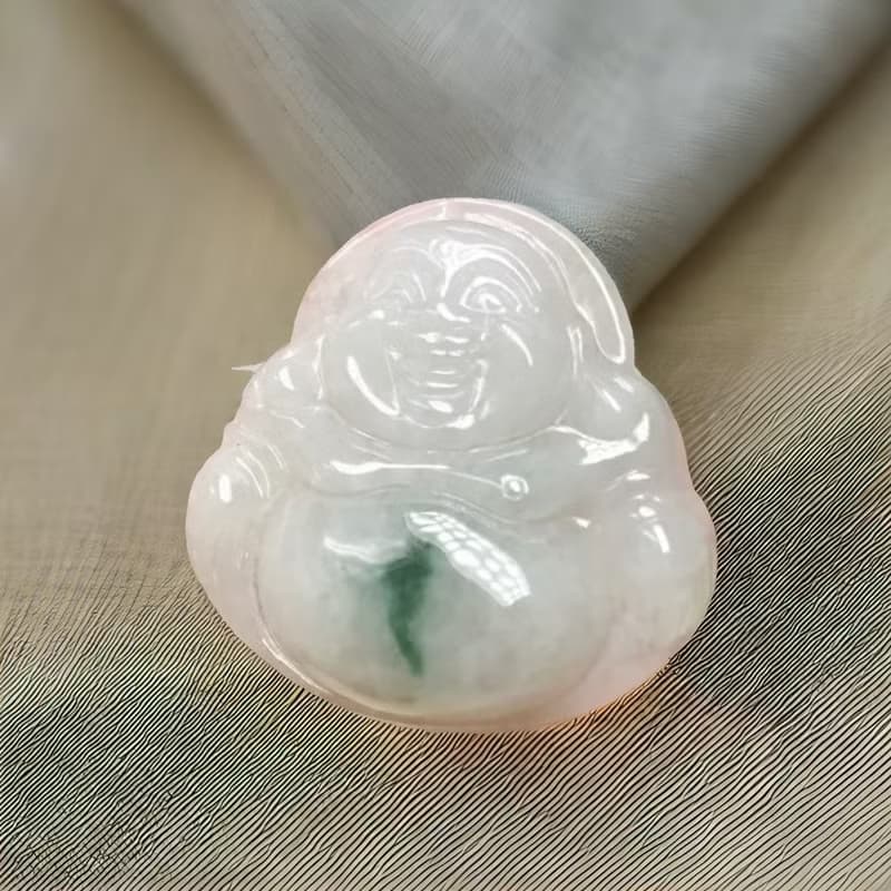 飄藍花翡翠彌勒佛 | 天然緬甸玉A貨翡翠 | 送禮