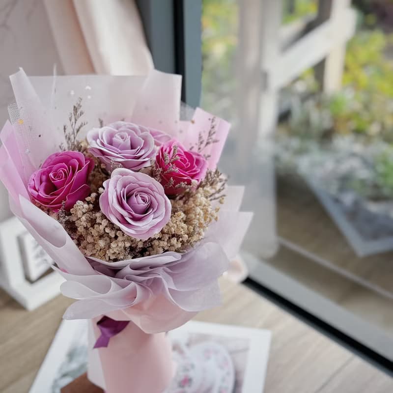 玫瑰 香皂花束(4色挑選) .情人節 七夕 乾燥花 生日禮物