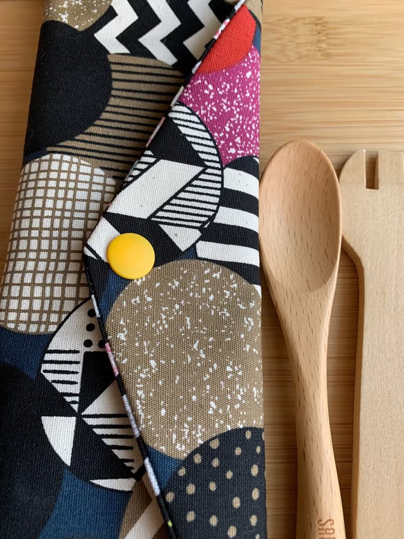 文青風環保筷袋 ~圈圈 吸睛黃 收納包.環保筷袋.手作餐具袋