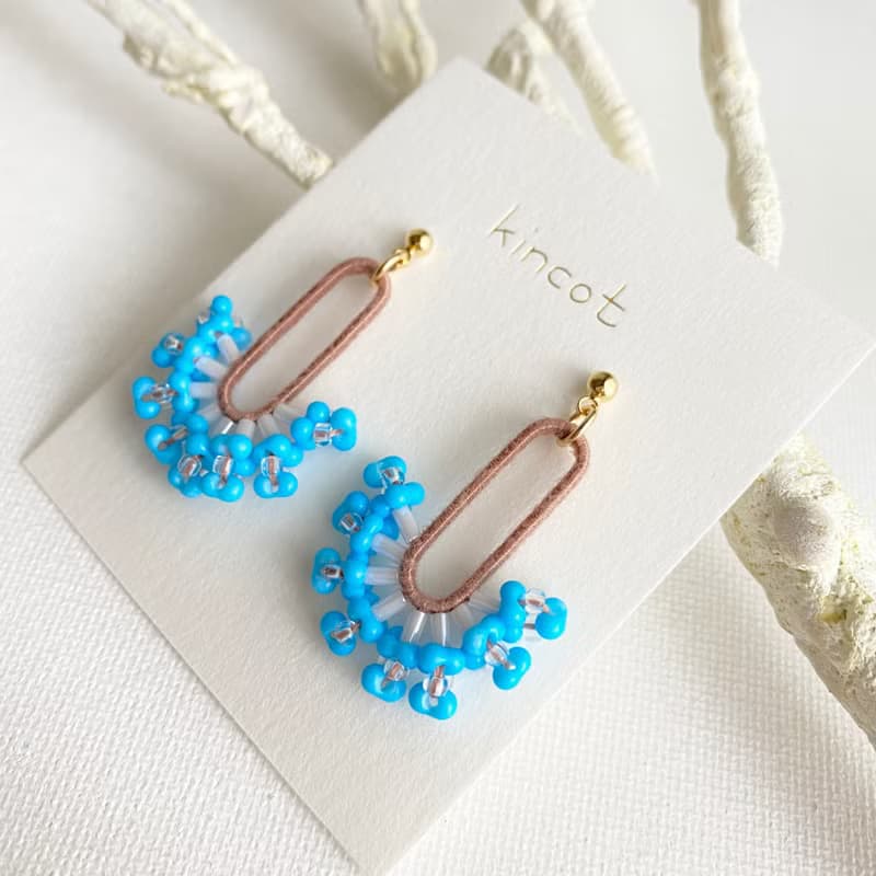 コーラルピアス・イヤリング【ブラウン×ブルー】