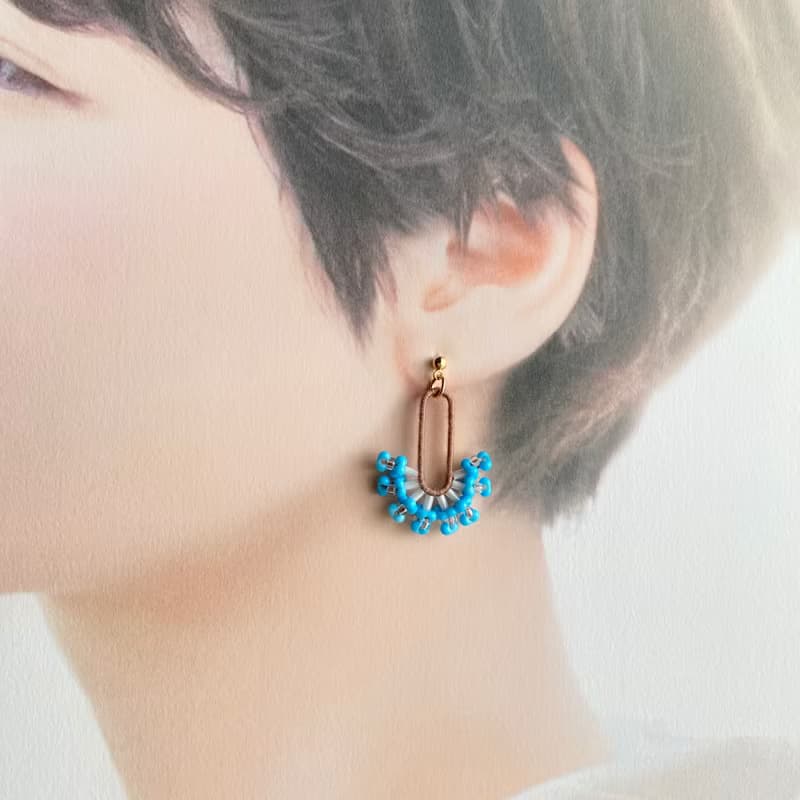 コーラルピアス・イヤリング【ブラウン×ブルー】