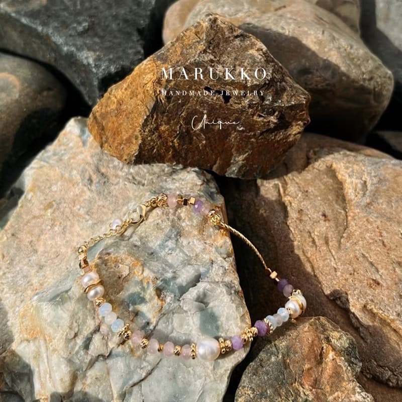 【六月生日石】巨蟹座 | 薰衣草紫晶月光石珍珠水晶手鍊 長度可調