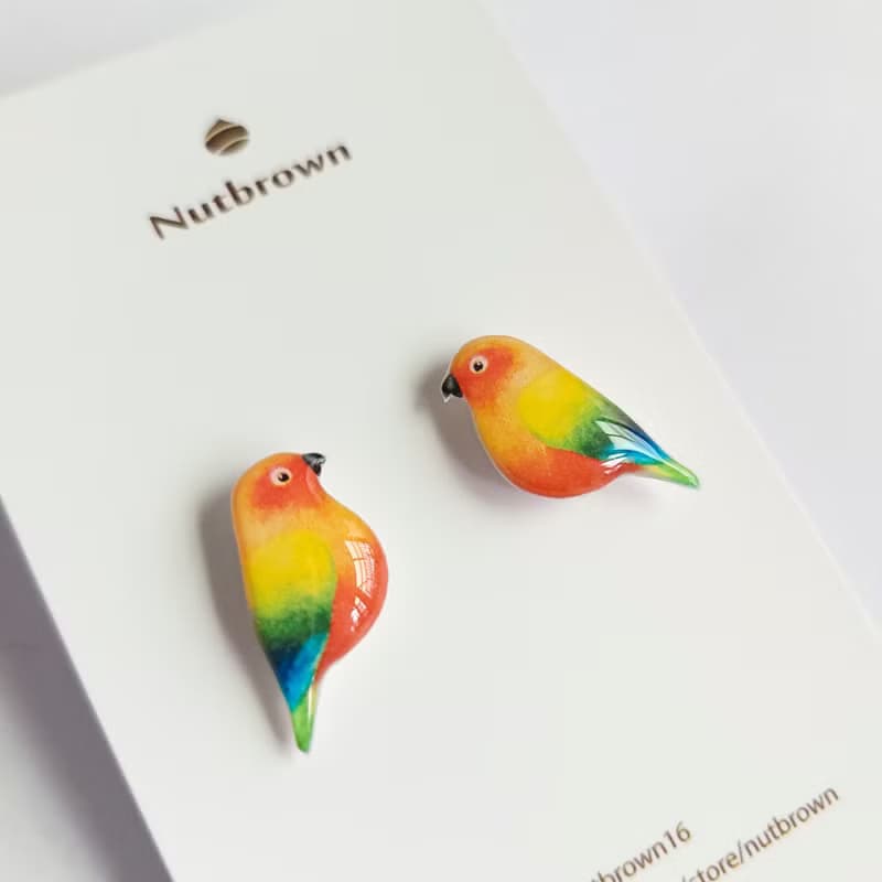 【動物們 No.46】金太陽鸚鵡 耳環/耳夾