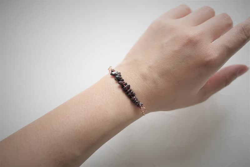 天然紅石榴石拉繩手鍊 玫瑰金粉晶手環 三色選 鍍金鍍銀鍍玫瑰金