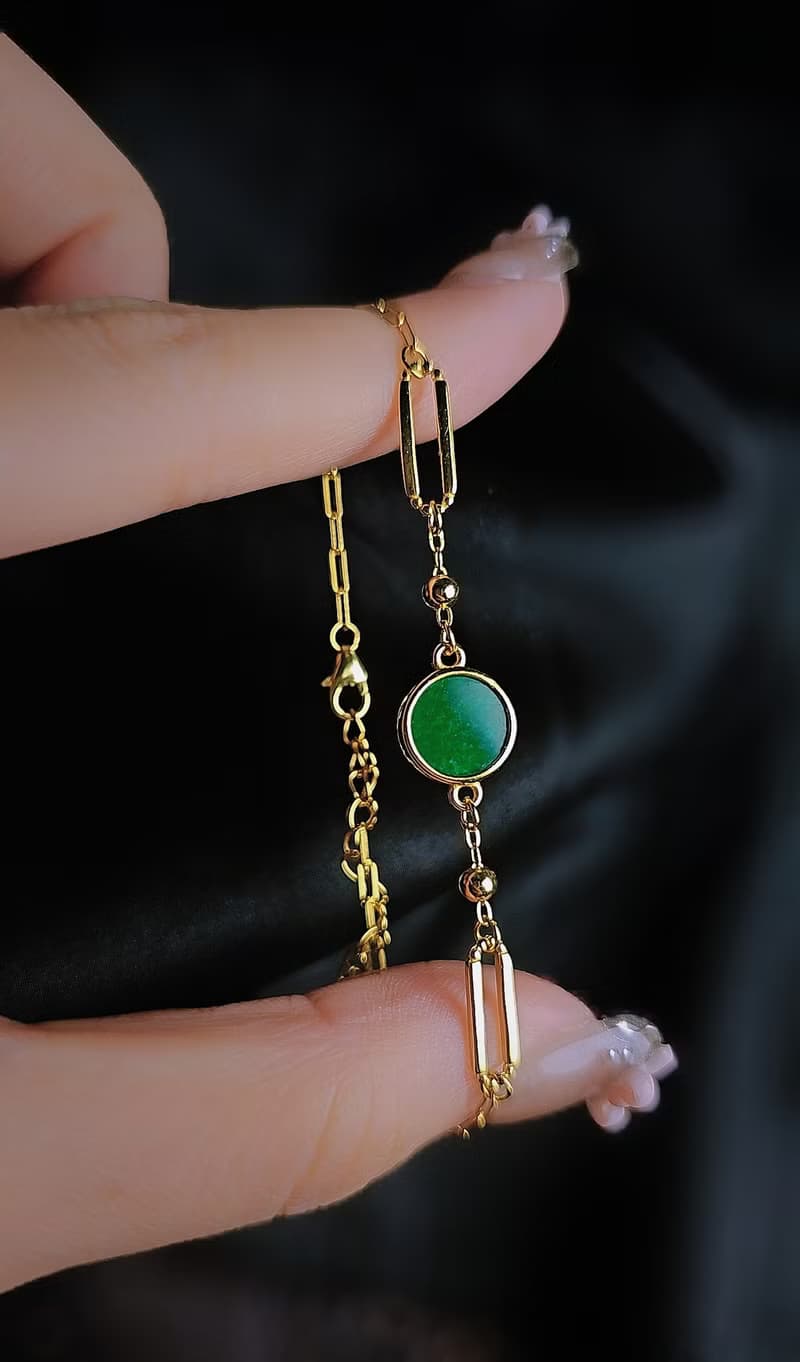 財富•高貴•時尚|歐美風圓無事牌|緬甸A貨翡翠純銀訂製款手鏈