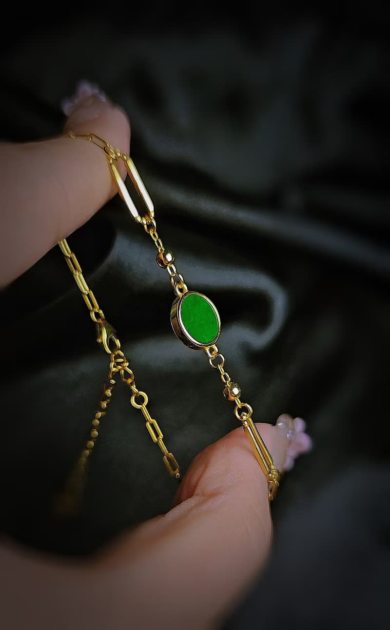 財富•高貴•時尚|歐美風圓無事牌|緬甸A貨翡翠純銀訂製款手鏈