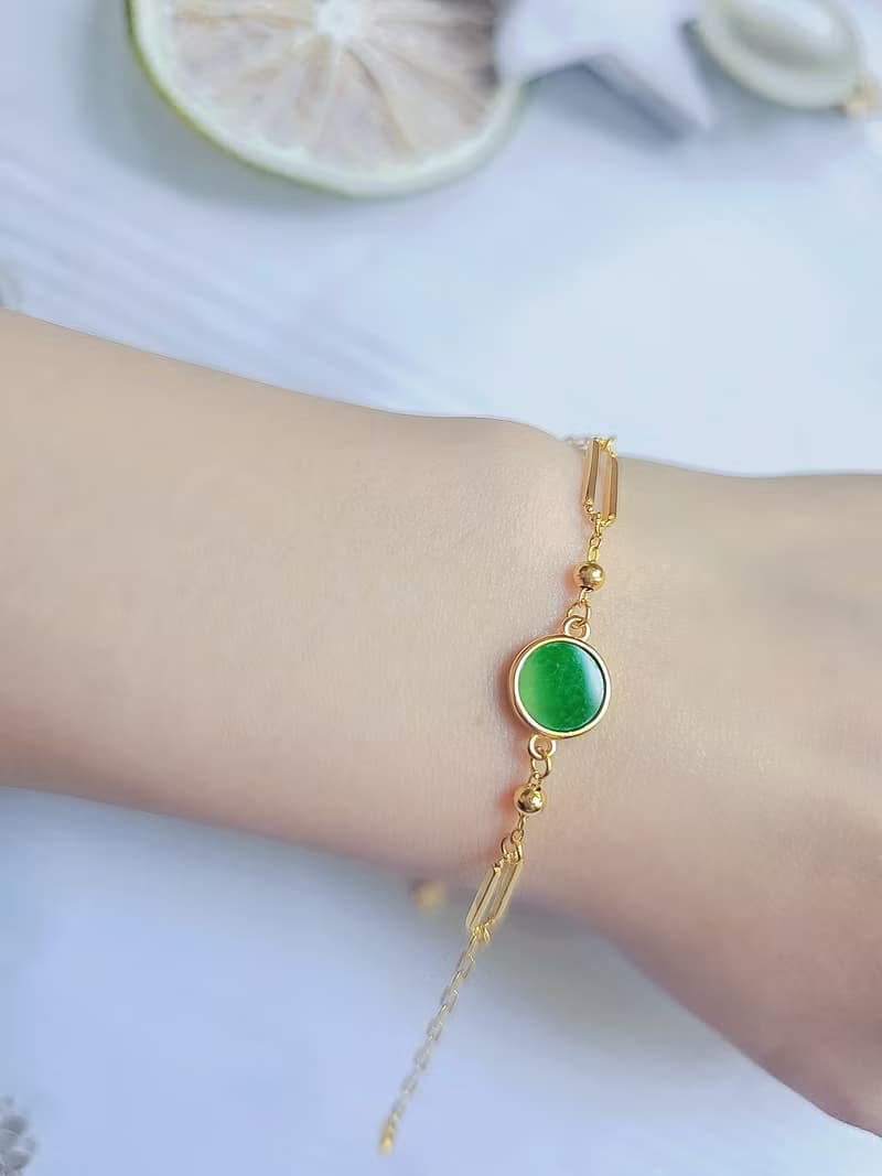 財富•高貴•時尚|歐美風圓無事牌|緬甸A貨翡翠純銀訂製款手鏈