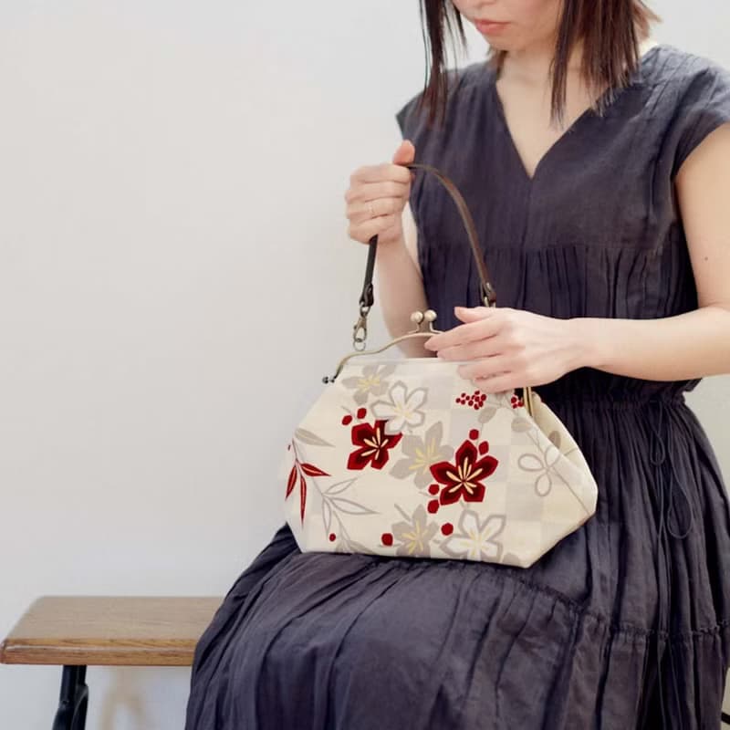 横長ベンリーがま口バッグ いちまつうめ 【 日本製 】ハンドバッグ Frame Bag