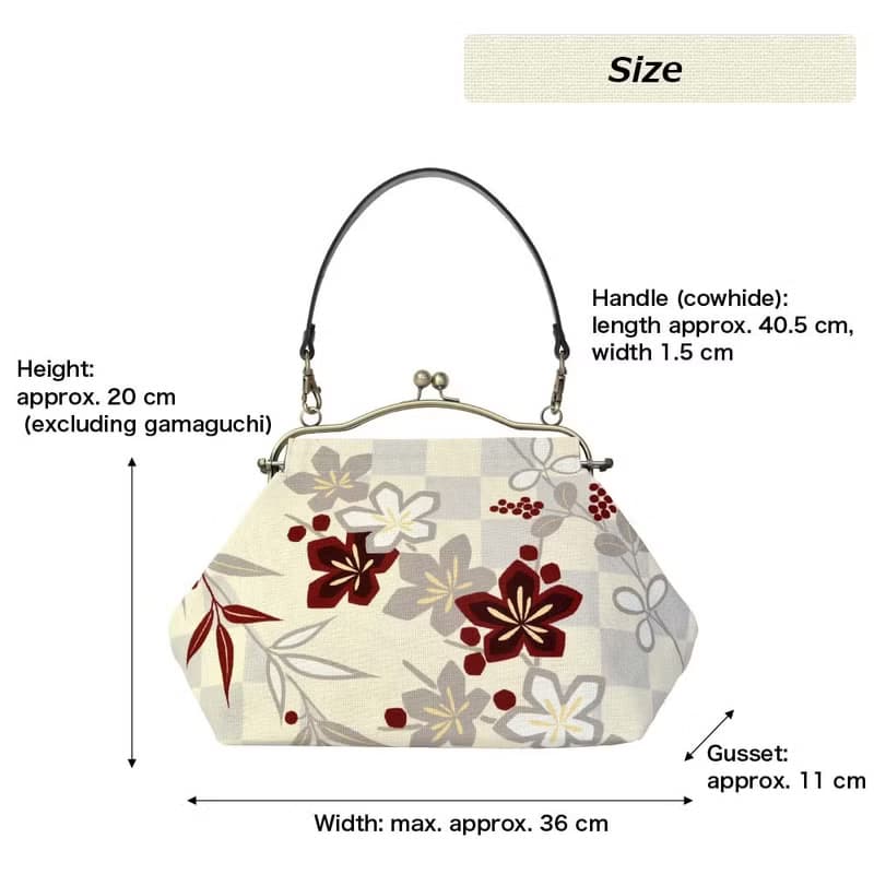 横長ベンリーがま口バッグ いちまつうめ 【 日本製 】ハンドバッグ Frame Bag