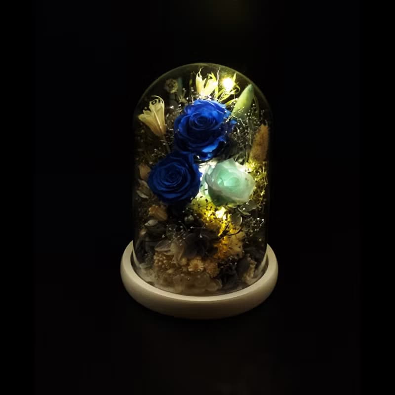 永生花玻璃擺設 - 海洋藍