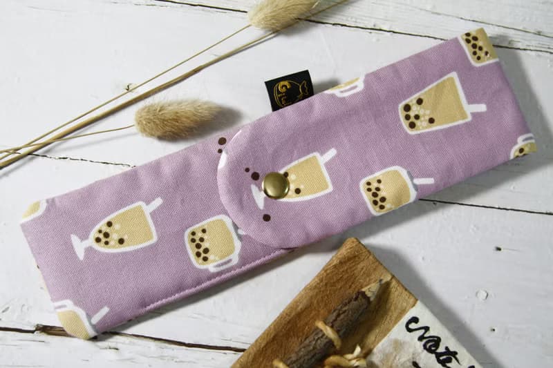 【Gi LAI】 6.5*26Cm環保雙層筷袋 餐具袋-台灣珍珠奶茶