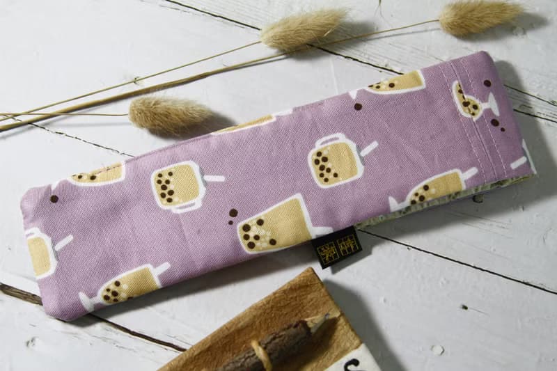 【Gi LAI】 6.5*26Cm環保雙層筷袋 餐具袋-台灣珍珠奶茶