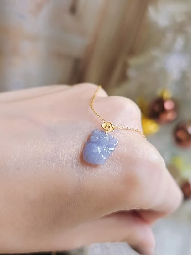貴人•桃花•貴氣|18k真金濃紅紫小天使仙子|緬甸A貨翡翠吊墜
