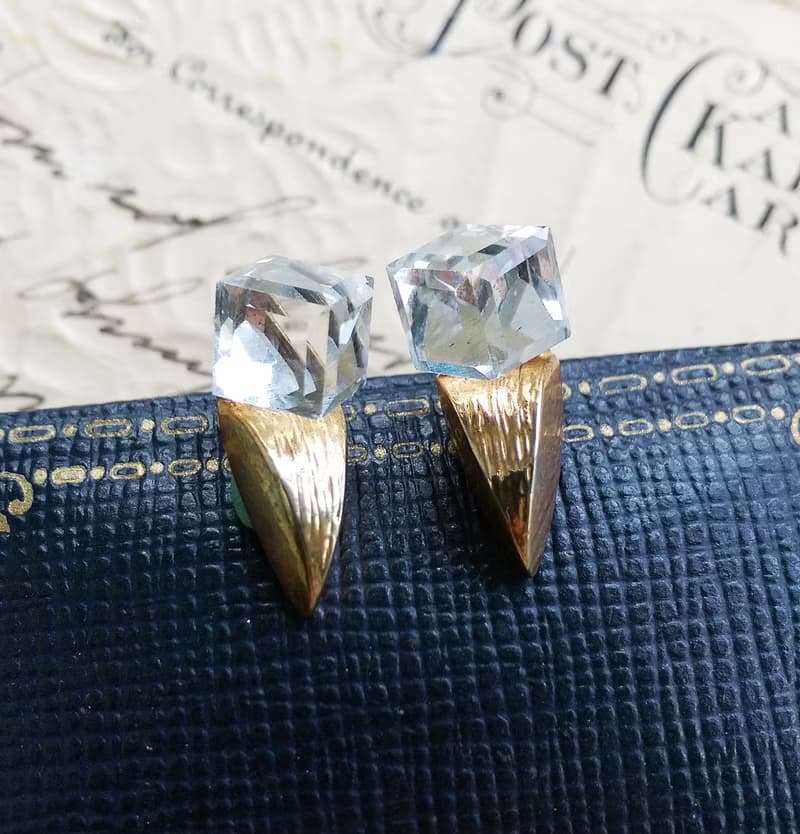 Vintage Jewelry 西洋古董飾品 復古 小巧都會 小方鑽 針式耳環