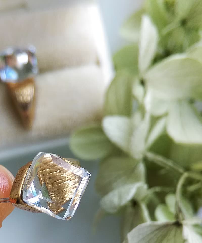 Vintage Jewelry 西洋古董飾品 復古 小巧都會 小方鑽 針式耳環