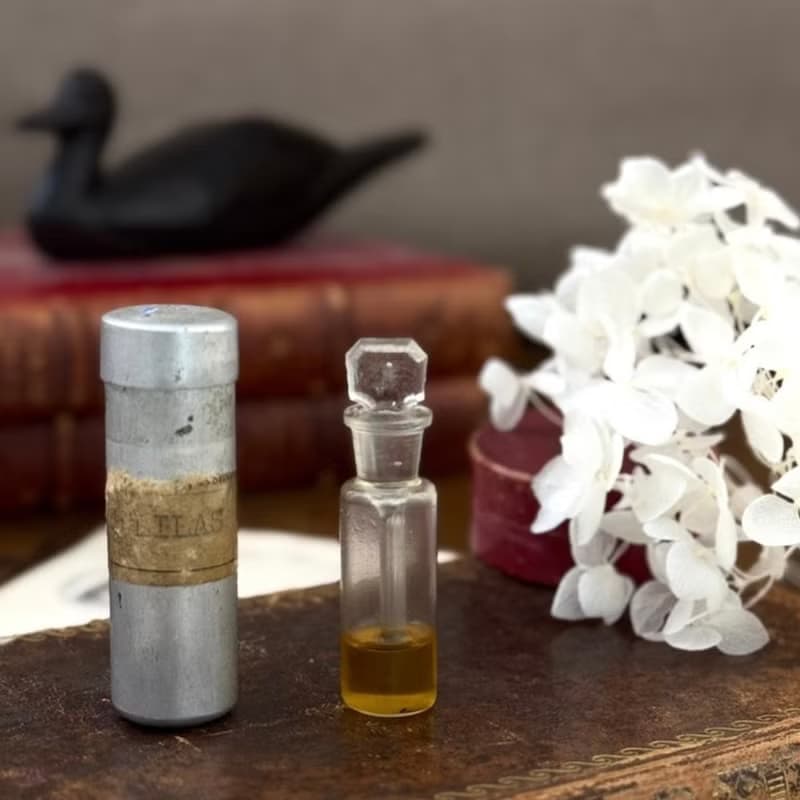 50071-罕見法國古董小香水瓶含鋁質保護盒