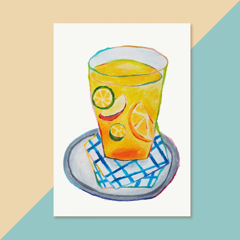 【夏日飲品提案】水果茶 金桔/蘋果/橘子 明信片 生日卡片 萬用卡