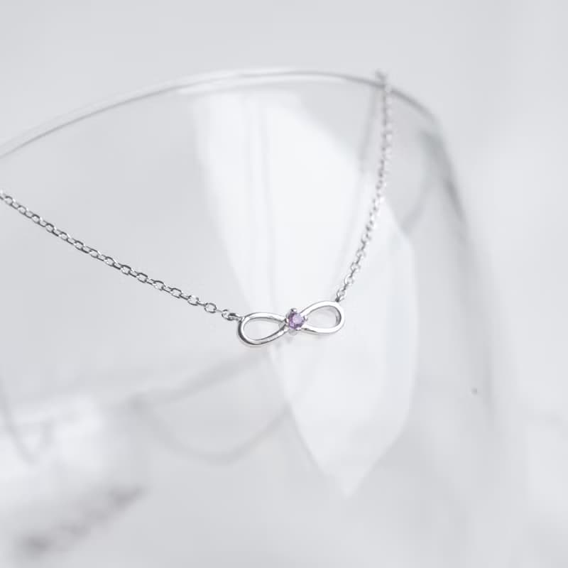 紫水晶925純銀無限設計項鍊