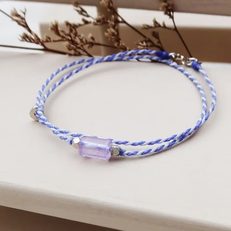 【水晶蠟繩系列】直管黃水晶x黑瑪瑙x紫水晶 極細蠟繩手鍊