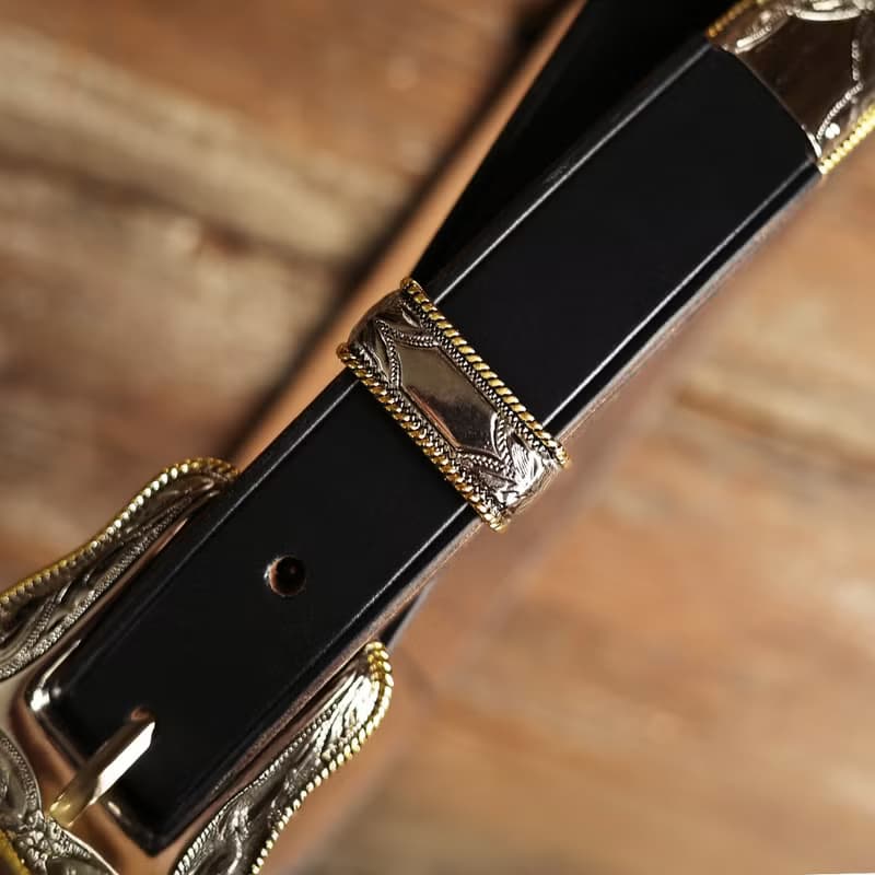 【男女皆宜】美式騎兵腰帶 鍍銀雕花皮帶 西部牛仔褲帶 牛皮 禮物